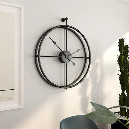 IronClock XL Wandklok 52 cm – Minimalistisch Industrieel Design | Stille Quartz Beweging | Zwart of Zwart-Goud | Metalen Klok voor Woonkamer, Kantoor & Keuken