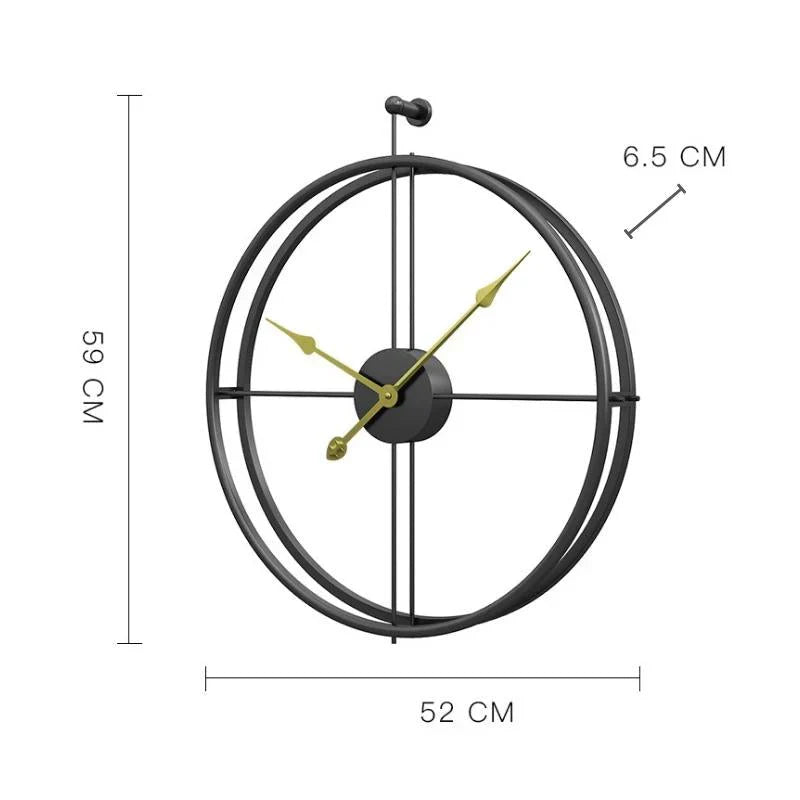 IronClock XL Wandklok 52 cm – Minimalistisch Industrieel Design | Stille Quartz Beweging | Zwart of Zwart-Goud | Metalen Klok voor Woonkamer, Kantoor & Keuken