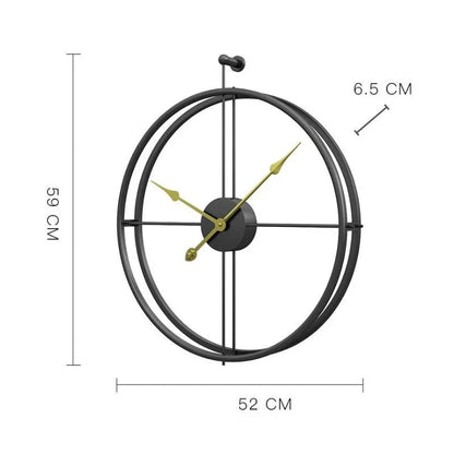 IronClock XL Wandklok 52 cm – Minimalistisch Industrieel Design | Stille Quartz Beweging | Zwart of Zwart-Goud | Metalen Klok voor Woonkamer, Kantoor & Keuken