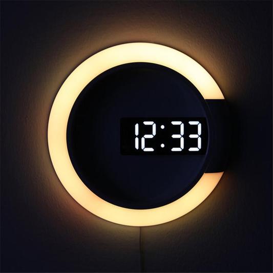 RingLite | Elegante LED Ring Lamp Wandklok - Moderne Digitale Klok